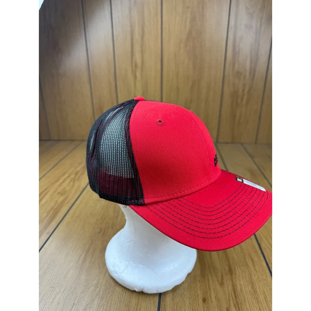 Caterpillar CAT Ring Power Trucker Hat Red Black Mesh Snapback Cap BDA81525